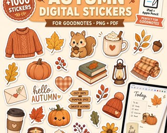 Autumn Digital Stickers for Planners | Cozy Fall Designs & Seasonal Themes | Digital PDF