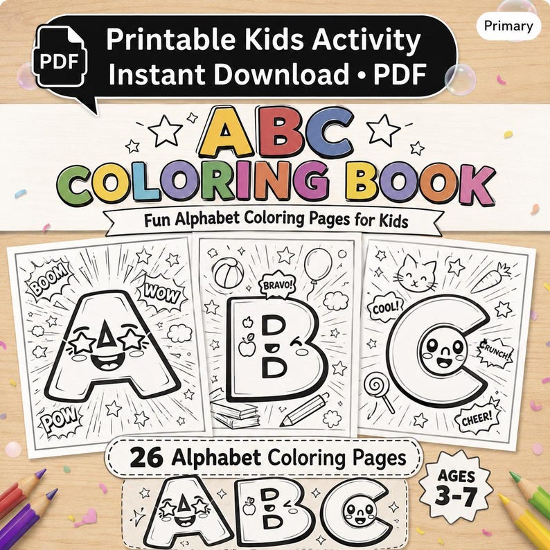 Alphabet Coloring Book for Kids Ages 4-7 | Creative ABC Learning & Coloring Fun | Printable PDF image 9