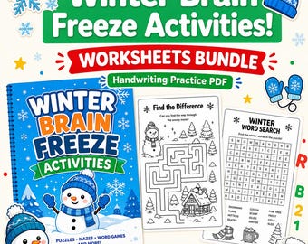 Winter Activity Book for Kids Ages 4-8 | Printable Worksheets, Puzzles & Coloring | PDF