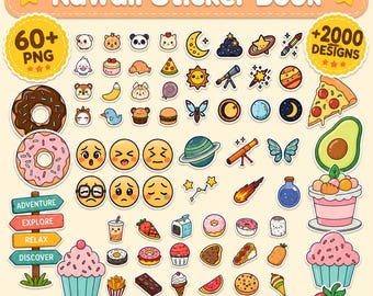 Kawaii Sticker Book 2000+ Designs | Printable Planner & Journal Stickers | Digital PDF