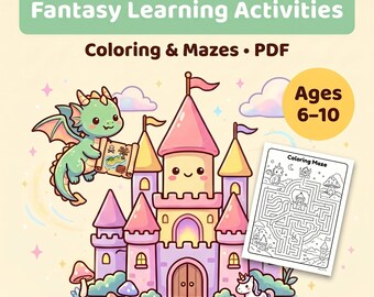 Fantasy Learning Activities for Kids | Coloring Book, Mazes | Imagination & Brain Games | Printable PDF