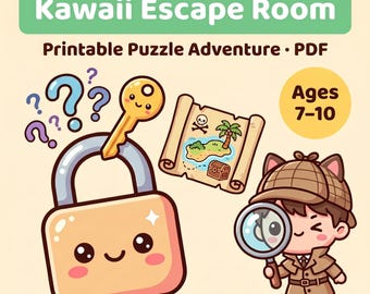 Kawaii Escape Room for Kids Ages 6-12 | Brain Challenge & Problem Solving | Printable PDF