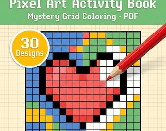 Pixel Art Activity Book for Kids | Mystery Grid Coloring & Problem Solving | Printable PDF