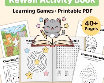 Kawaii Activity Book for Kids Ages 4-8 | Learning Games, Coloring & Creative Fun | Printable PDF
