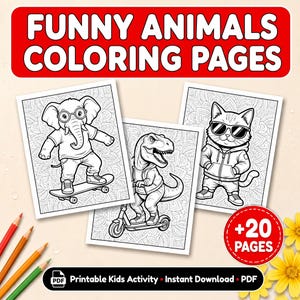 Funny Cartoon Animal Coloring Pages for Kids Ages 3-8 | Creative Fun & Relaxation | Printable PDF
