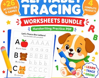 Alphabet Tracing Worksheets for Kids Ages 3-6 | Handwriting & Pre-Writing Skills | Printable PDF