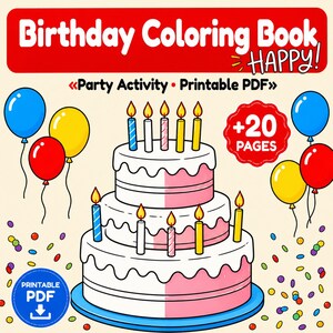 Birthday Coloring Pages for Kids Ages 3-8 | Party Fun & Celebration Activity | Printable PDF