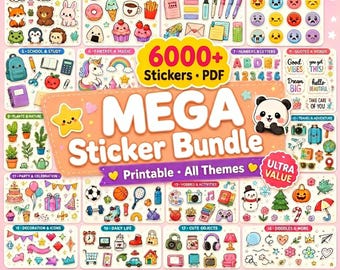Kawaii Sticker Mega Bundle 6000+ | Planner & Journal Stickers | Printable Digital PDF