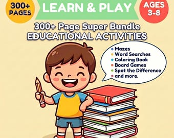 Preschool Learning Activities Bundle for Kids Ages 3-5 | Kawaii Educational Games | Printable PDF