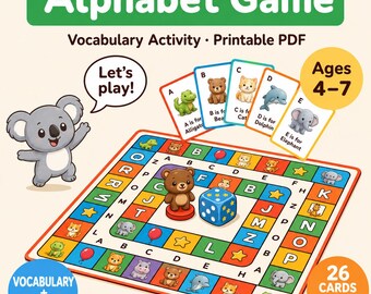 Alphabet Learning Game for Kids Ages 3-6 | Letter Recognition & Vocabulary Building | Printable PDF