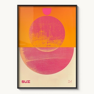 Dopamine Decor Abstract Sunset Poster: Pink & Orange Geometric Wall Art