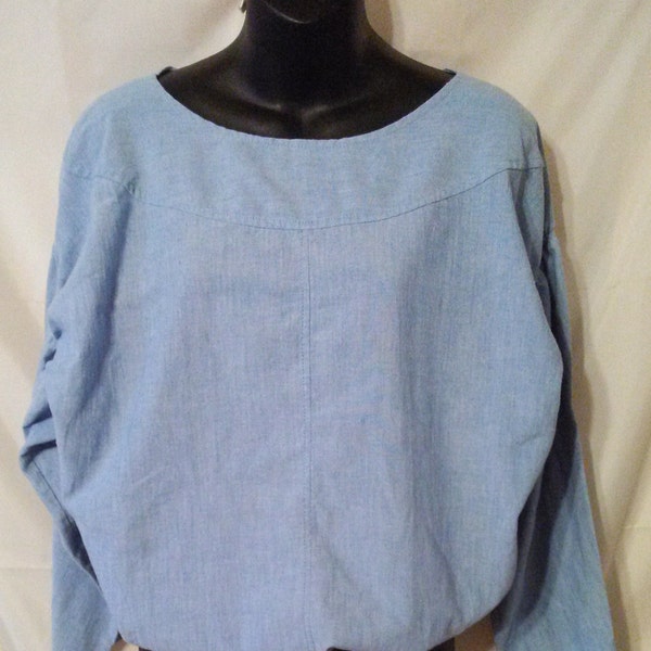 Cool 80s Vintage-46" Bust-Large-Size 14-Resort-Bardindella-Cruise Casual Southwestern Blouson Oversized Blouse Top