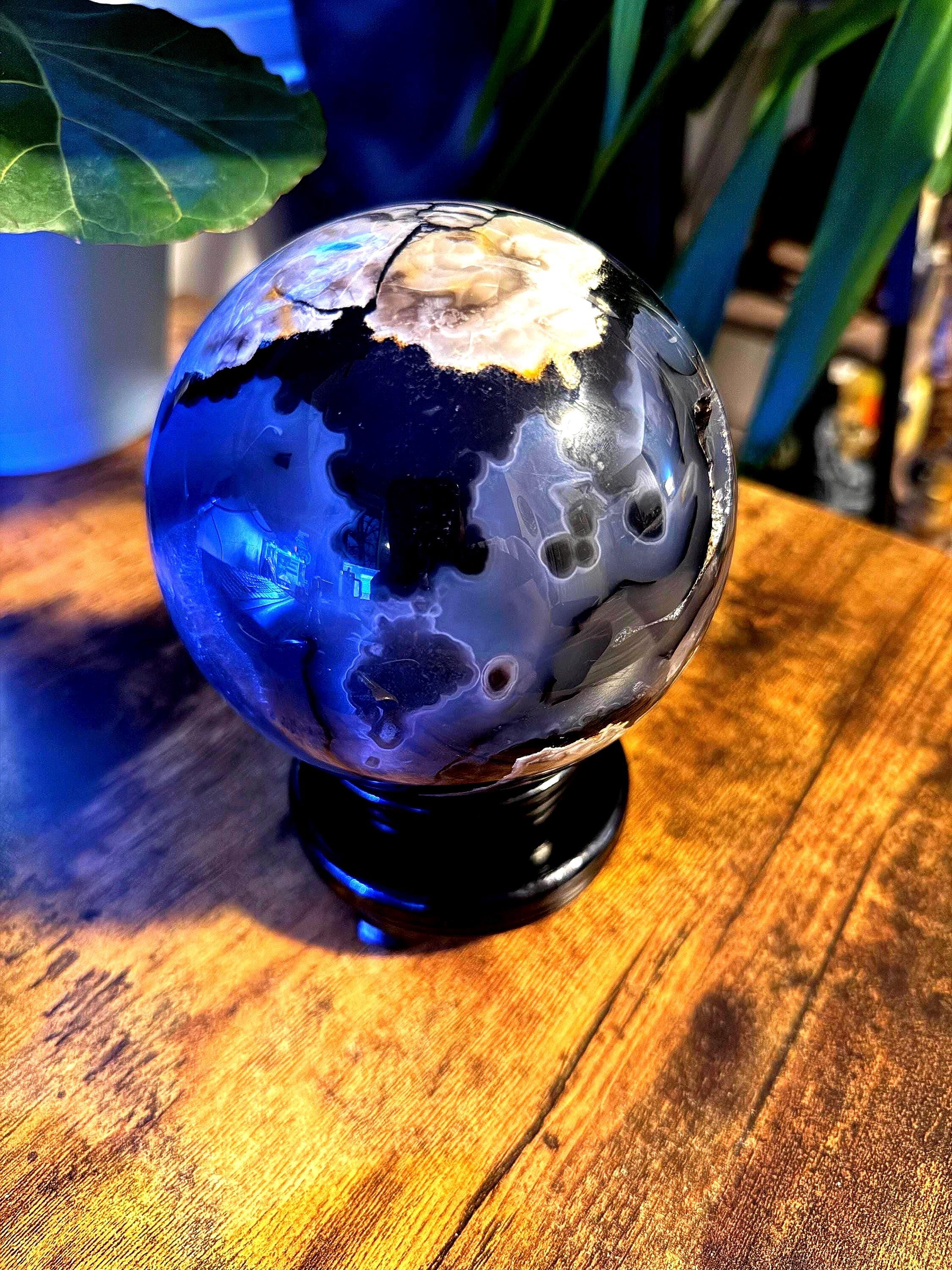 5lb UV Reactive Volcano Agate Crystal Sphere | Massive Druzy