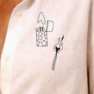 Burning Match and lighter Machine Embroidery Bundle | zippo Embroidery | Flaming Heart Shaped Match 4x4 (digital download)