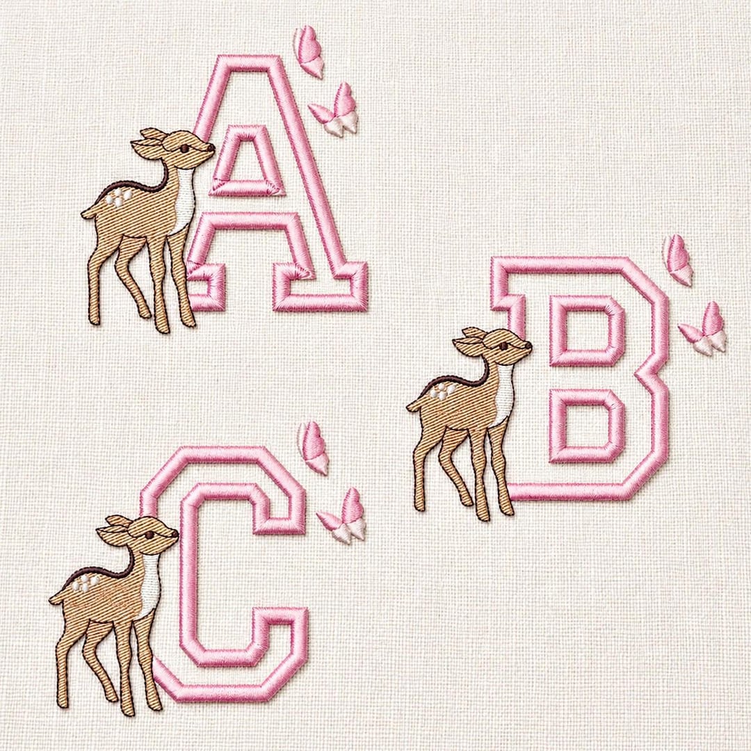 Deer Alphabet Machine Embroidery Font, Personalized Name Design 4x4 ...