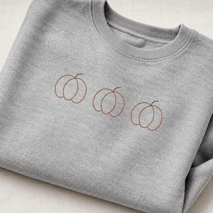 Pumpkin Machine Embroidery Design | 3 Pumpkins in a Row Stitch File | Fall Themed Embroidery (Digital Download)