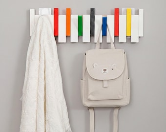 Perchero de madera con forma de tecla de piano, moderno, para toallas infantiles, flotante, para ropa y sombreros, para niños.