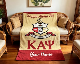 Personalized Kappa Alpha Psi Blanket, Custom KAY Fraternity Throw, 1911 Greek Life Gift