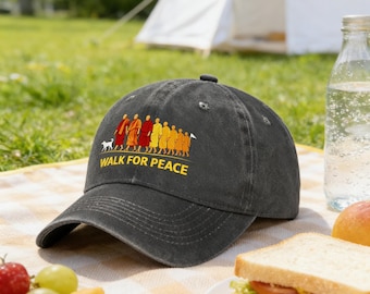 Walk For Peace tvättad bomullsbasebollkeps, buddhistisk munks zenhatt, fridfull huvudbonad