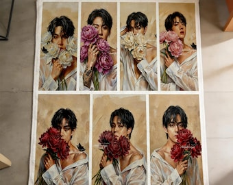BTS Pion Flower Art Fleecefilt - Gåva till Kpop-fans