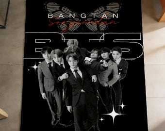 BTS Billboard Magazine Cover Portrait Mjuk fleece-pläd för K-pop-älskare - Present till armén