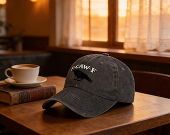 F-Caw-F Hatt, Svart Kråka Vintage Gotisk Basebollkeps