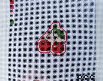 Cherry Bag Charm Needlepoint Canvas - Hand Painted