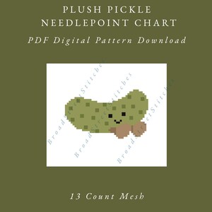 Plush Pickle Needlepoint Chart - PDF Digital Pattern Download (13 Mesh)