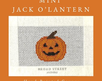 Jack O'Lantern Mini Needlepoint Canvas - Hand Painted