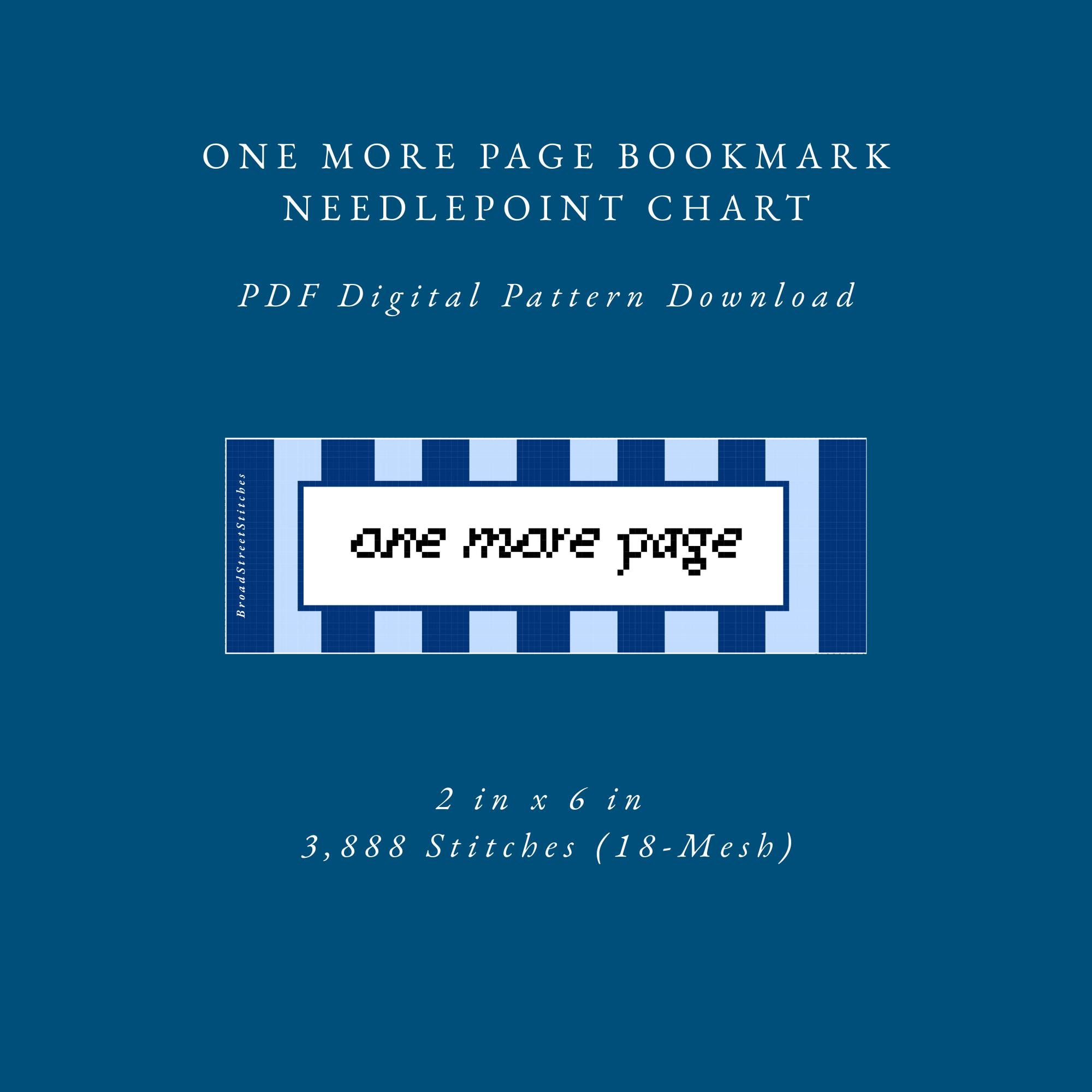 One More Page Bookmark Needlepoint Chart - PDF Digital Pattern Download ...