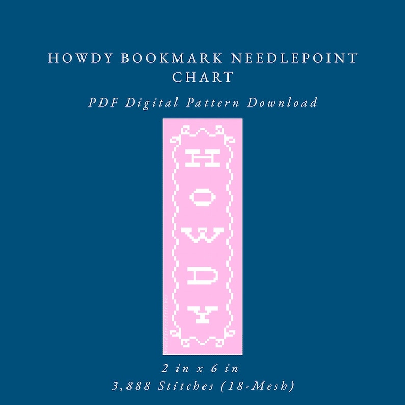 Howdy Bookmark Needlepoint Chart - PDF Digital Pattern Download - Etsy