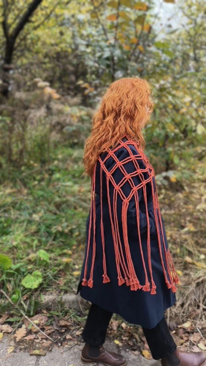 Boho Macrame Belt and Shawl, 100% Cotton Fringe Wrap, Festival Waist…