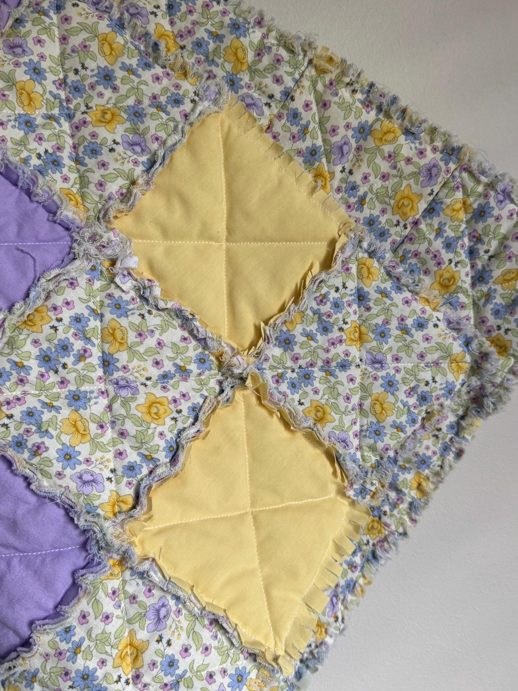 Handmade Pastel Floral Rag Quilt – Tummy Time Mat, Nursery Blanket - Etsy