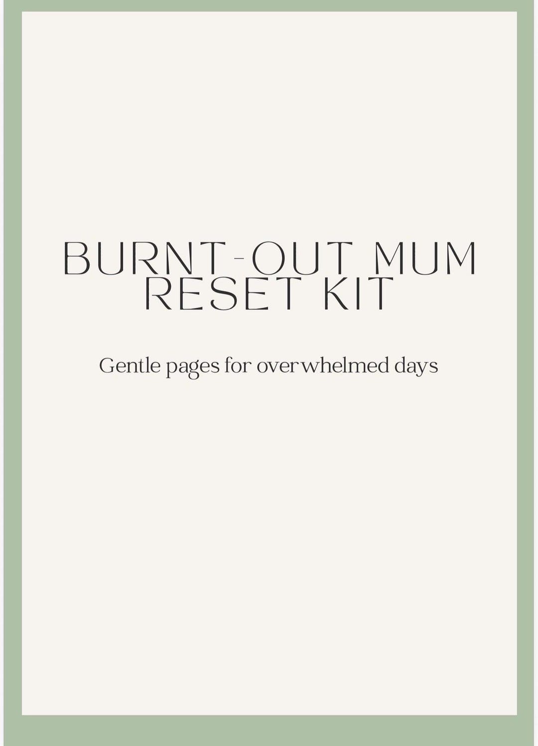Burnt-out Mum Reset Kit – Mental Load Dump, Survival Planner ...