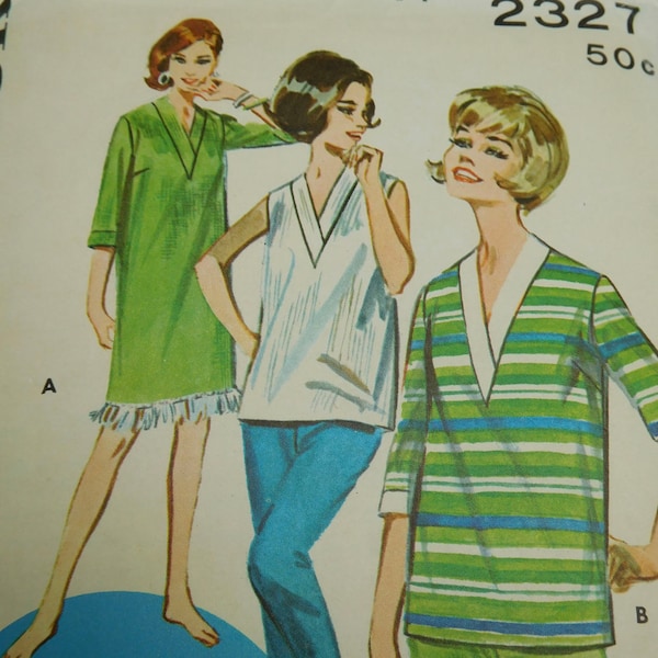 Vintage 50's Butterick #2327 Sewing Pattern Women's Summer SportsWear Dress Shorts Blouse Complete -Waist 26" Bust 34"