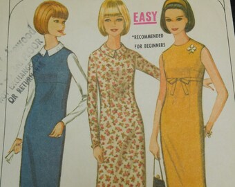 Vintage 60's McCalls #7863 Sewing Pattern Women's Jumper with High Waistline Three Styles Complete Bust 34" to 36"