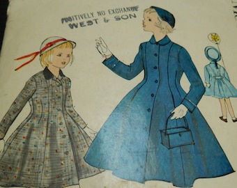 Vintage 50's McCalls #9941  Sewing Pattern Girls Princess Coat Complete Size 4 -Chest 23"