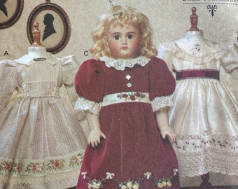 Vintage 90's Vogue #7163  Sewing Pattern Heirloom Doll Clothes Three Styles for 18"  doll.