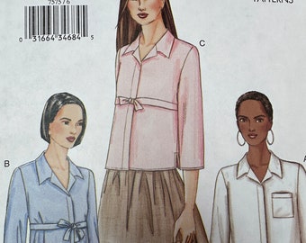 Vintage Vogue  #7575 Sewing Pattern Women's Loose Fitting Shirt Three Styles Bust 30" to 32"