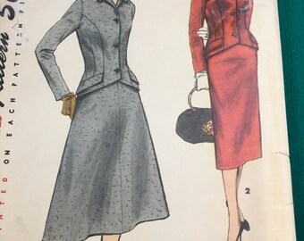 Mönster för Simplicity-kostym från 1950-talet #1309, byst 86 cm