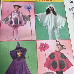 McCalls # M2533 Patron de couture Enfant Costumes d'Halloween Poncho à capuche Lady Bug-Sorcière-Papillon-Taille 3 à 8 ans.