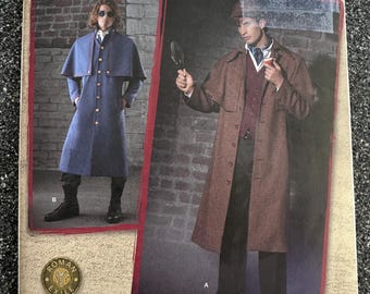 Simplicity #2517 Sherlock Holmes Coat and Hat Costume Sewing Pattern -Size (Chest 38-44")