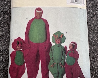 Butterick #3053 Adult "Barney and Friends Dinosaur Sewing Pattern Costume Sizes XS-Large (Chest 30-44")