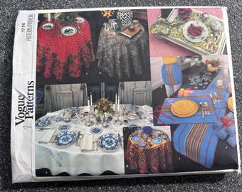 80's Vogue Sewing Pattern #1714 Table Linen's Napkins, Placemats, Table Runner, TableCloth, Aprons