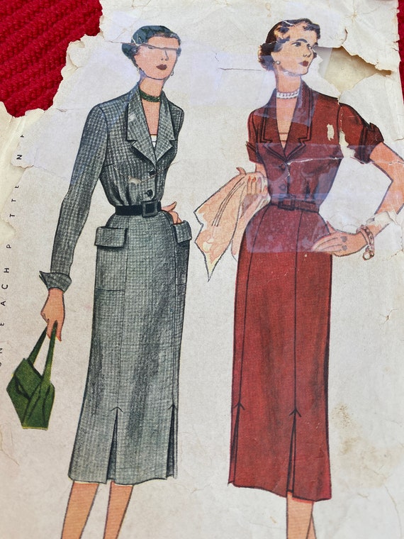 Vintage 50's Simplicity #3365 Sewing Pattern Women's Dress and Camisole Gore Skirt Large Pockets Bust 32