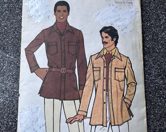 70's Vogue #8668 Sewing Pattern Men's Loose Unlined Shirt Jacket (Chest 42")
