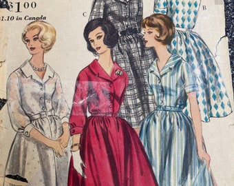 Vintage 1960s Vogue Sewing Pattern #2624, One-Piece Dress, Bust 34"