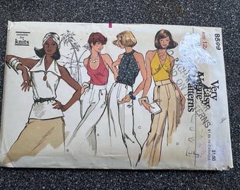 70's Vogue #8599 Sewing Pattern Women's Halter Top in Four Styles Size (Bust 34)