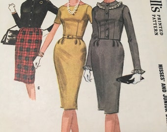 Vintage 60's McCalls #6432 Sewing Pattern Women's Fitted Dress with Darts and Jacket Bust 36"
