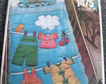 80's Vogue Sewing Pattern #1475 Crib Size Quilt Pillow Sham
